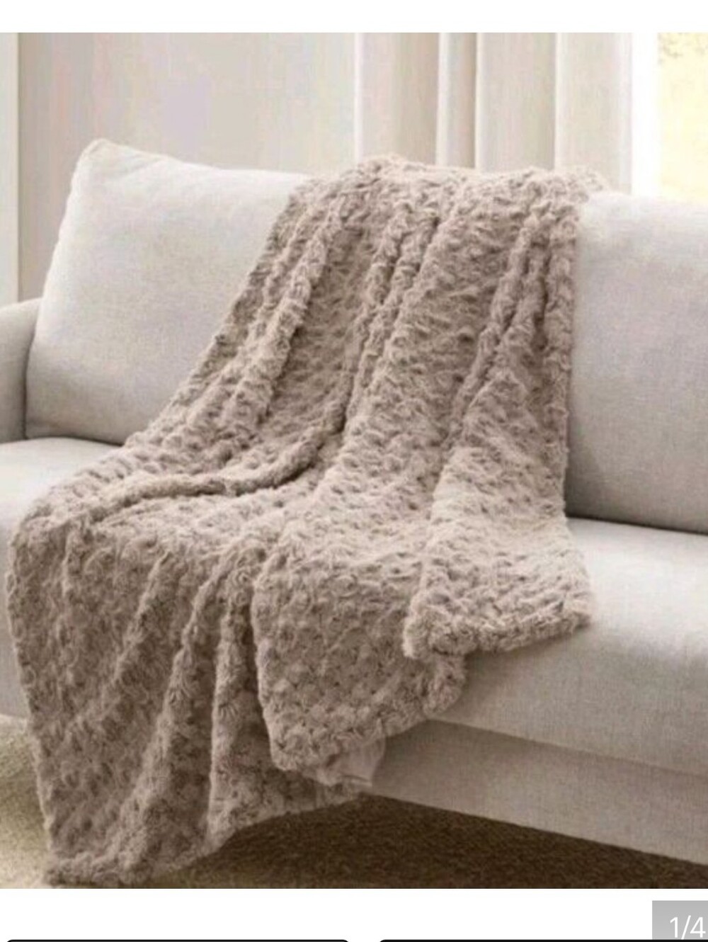 Casual Living Faux Fur Throw Blanket for Couch Sofa - Cream 60x70 Inches - Picture 1 of 4